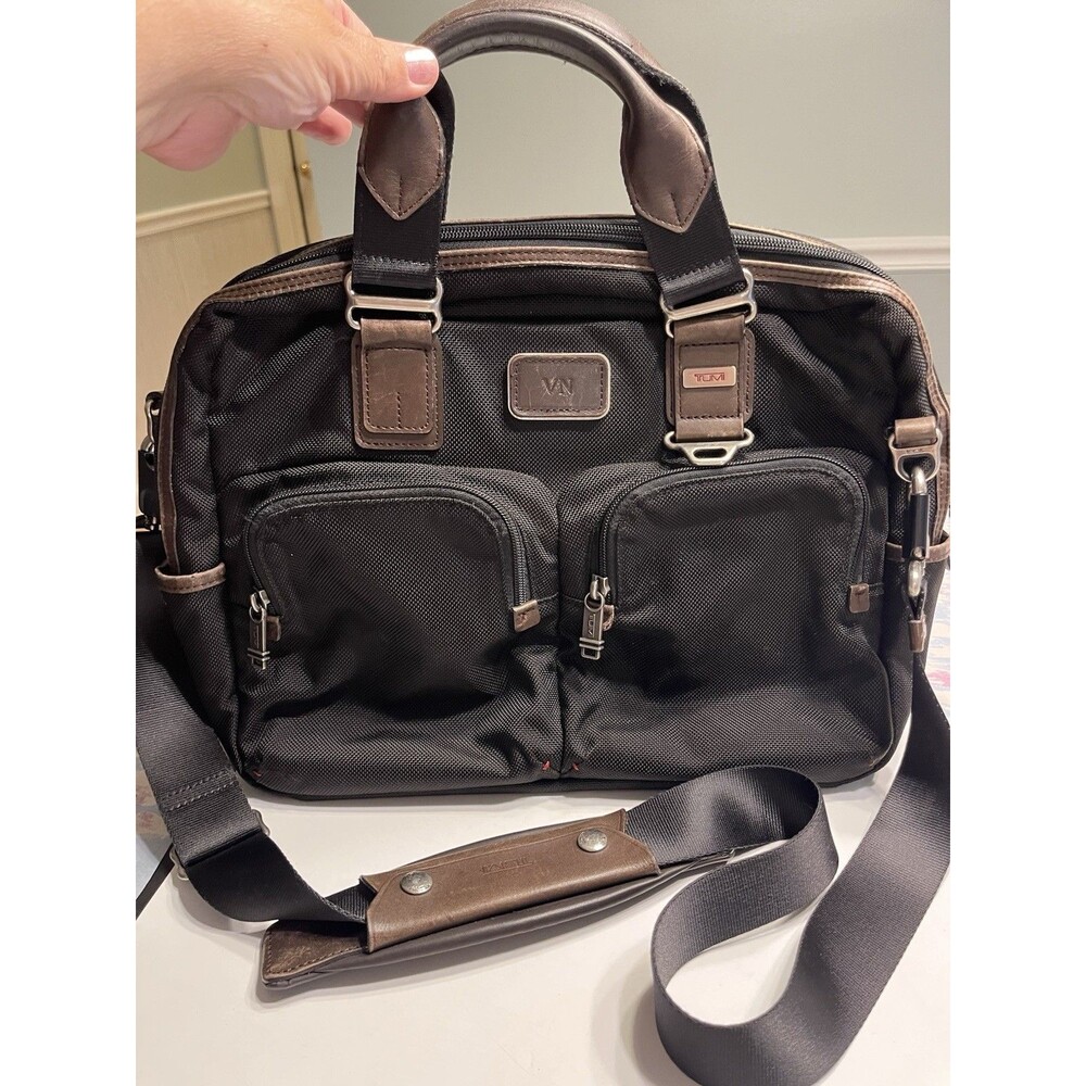 TUMI Alpha Bravo McNair Slim Briefcase Black Ballistic Nylon Leather 22611HKH